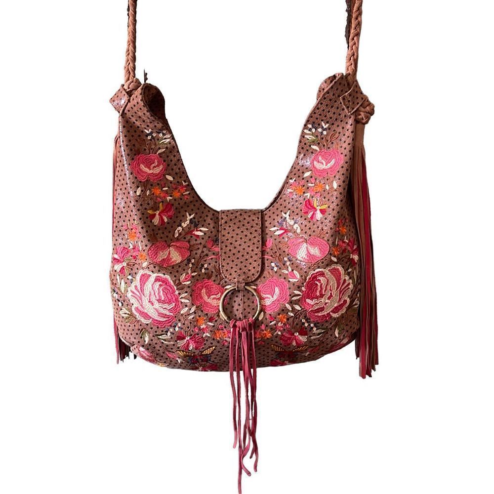 Sharif Women’s Leather Hand Stitched Tasseled Hobo/Bohemian Shoulder Bag